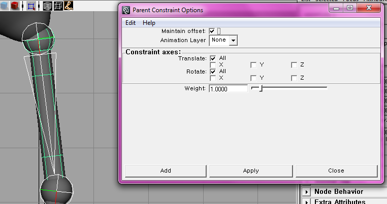 Parent Constraint Options